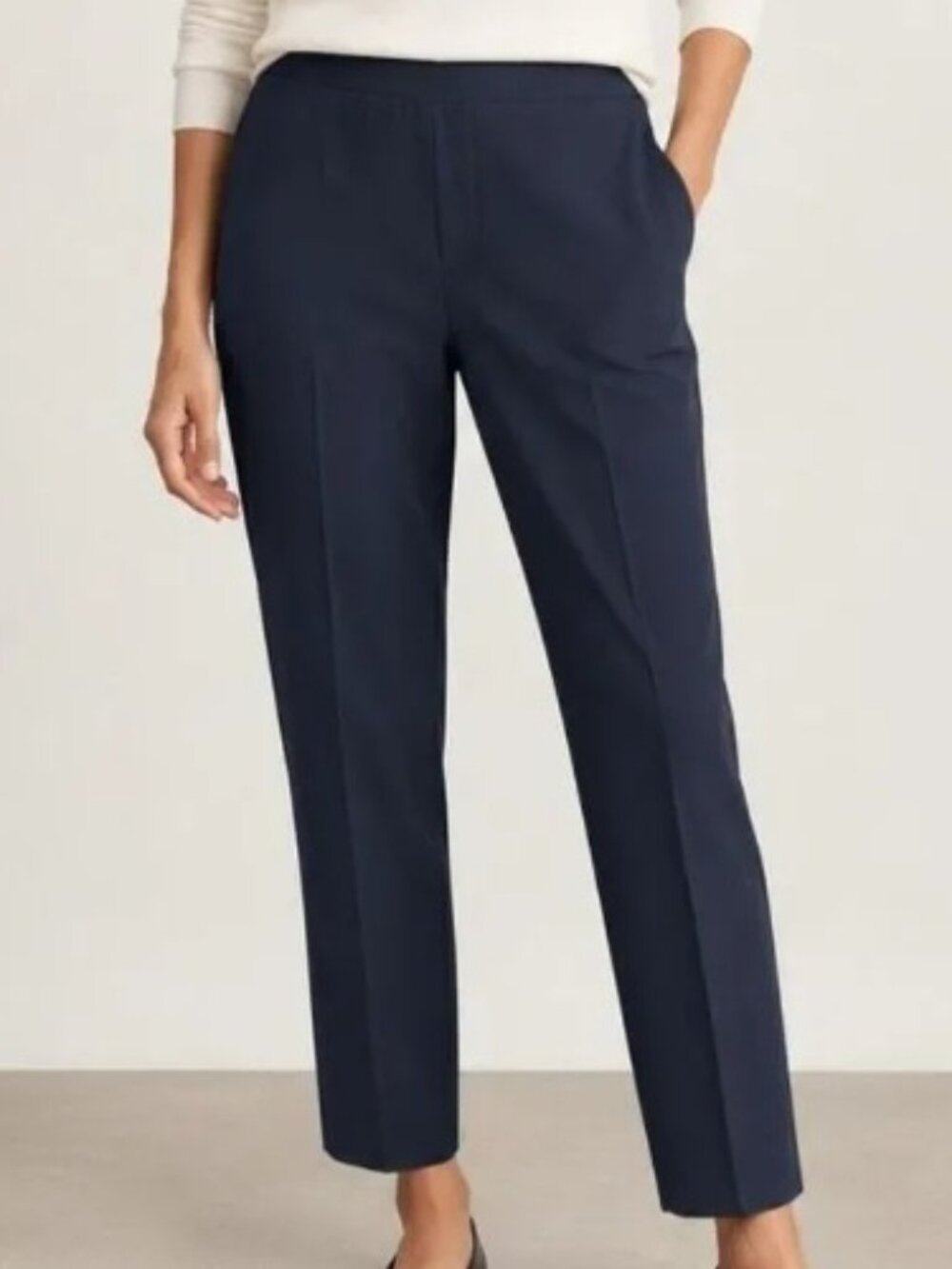 Lafayette 148 Lexington Stretch Crop Trouser Pants Womens Navy Office Casual 12